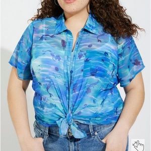 Little Mermaid chiffon button up top